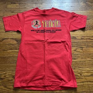 Vintage Red Strike Four Baseball Trivia T Shirt Single Stitched Woman’s Large